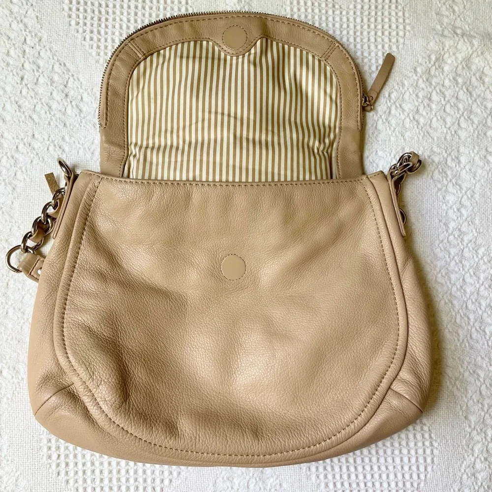 Kate Spade Purse Bag Beige Gold Pebbled Leather Cobble Hill Penny Pockets READ